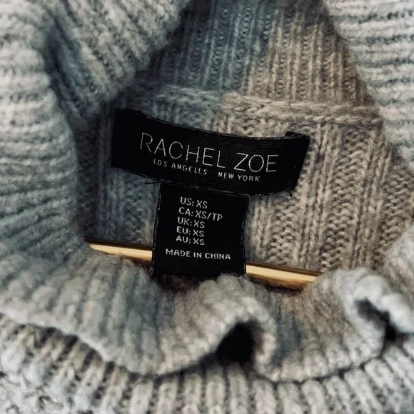 Rachel Zoe Wool Blend Cowl Neck Ribbed Sweater in Grey - Picture 3 of 5